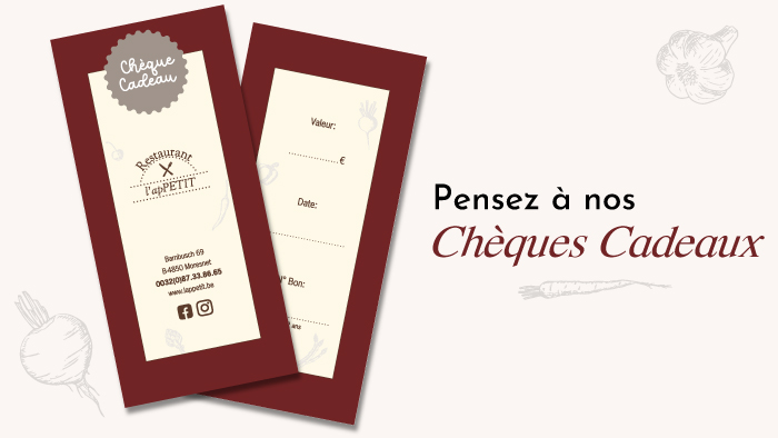 Pensez à nos chèques cadeaux